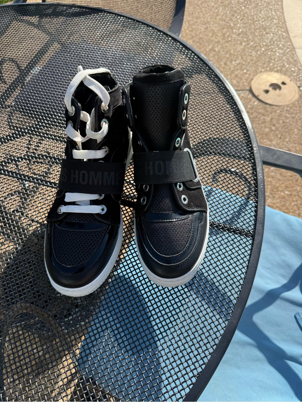 Les Hommes Black High-Top Sneakers with White Soles